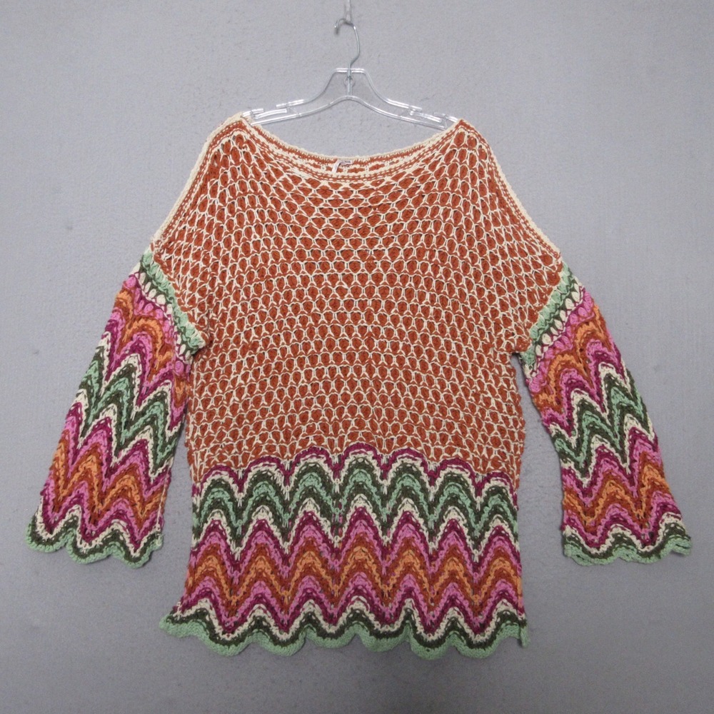 Free‎ People Heatwave Sweater Small Crochet Colorful Statement Boho Festival
